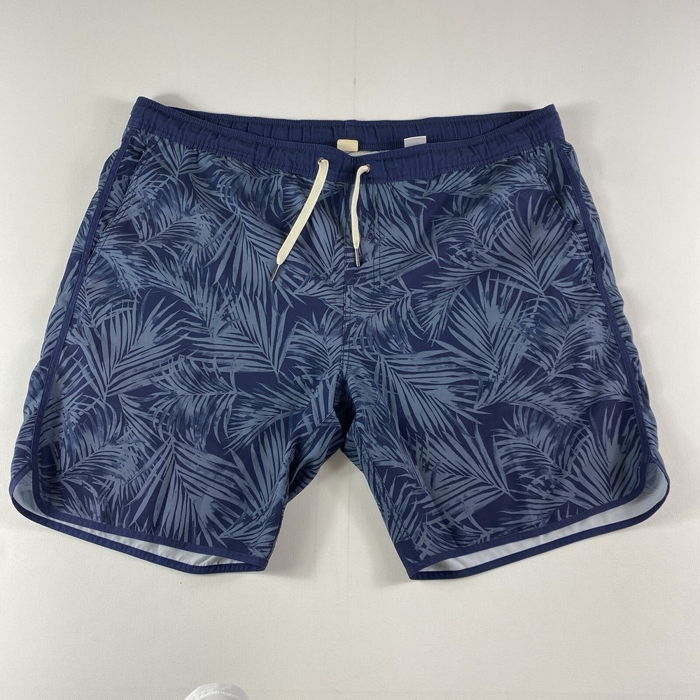 Fair Harbor Shorts Mens XL Blue Lined Athletic Palms Drawstring 8" Inseam‎